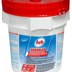 HTH Granulare 25kg, disinfettante a base di ipoclorito di calcio per piscine. Azione rapida, senza stabilizzante, ideale per trattamenti shock e manutenzione.
