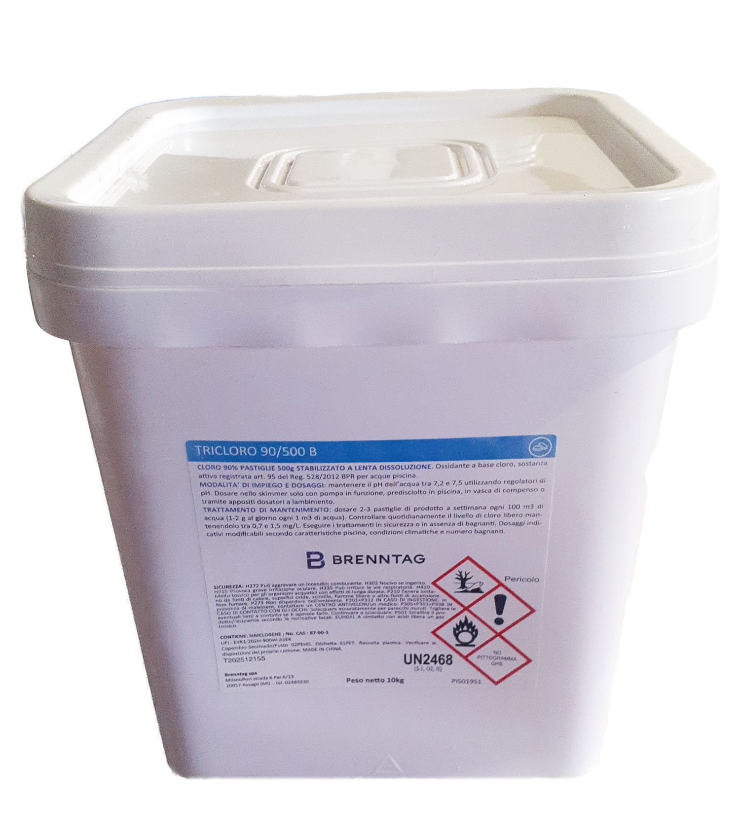 Tricloro 90% Pastiglie 500 Gr Confezione Da 10 Kg Blisterato